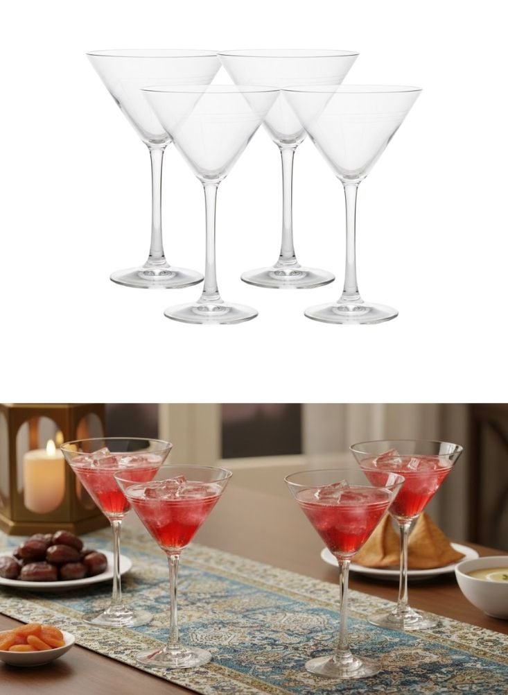 طقم كؤوس مارتيني كلاسيكية مكوّن من أربع قطع بكؤوس ذات ساق